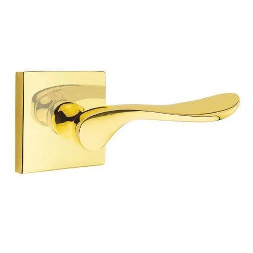 Emtek Luzern Lever With Square Rosette Unlacquered Brass