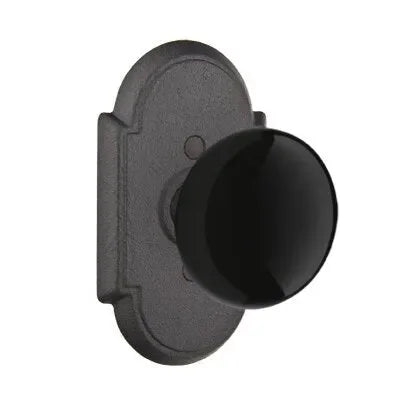 Emtek Madison Black Knob with #1 Rosette in Flat Black Steel finish
