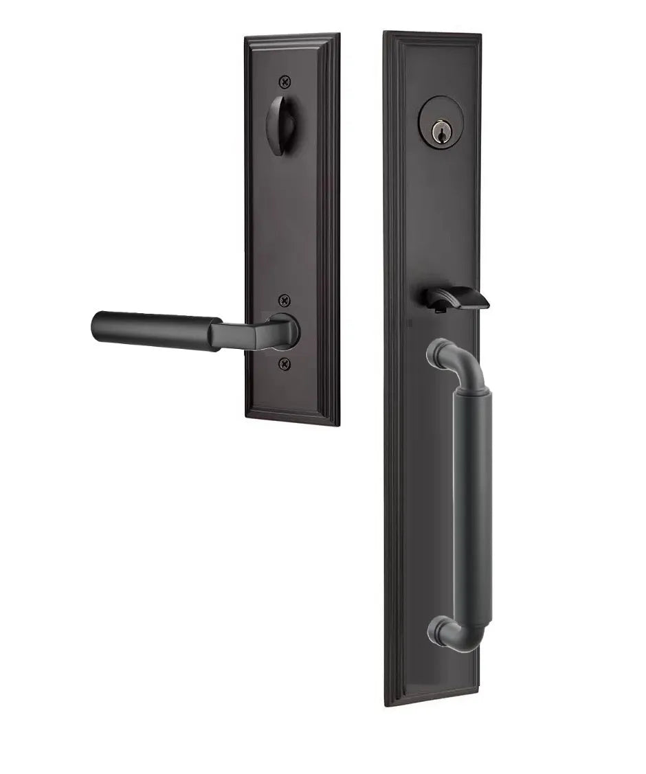 Emtek Manning Full Length Handleset with Hercules Lever in Flat Black finish