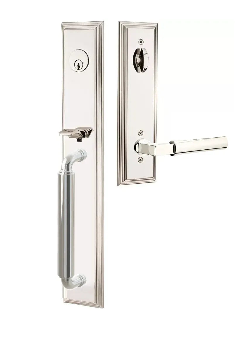 Emtek Manning Full Length Handleset with Hercules Lever in Lifetime Polished Nickel finish