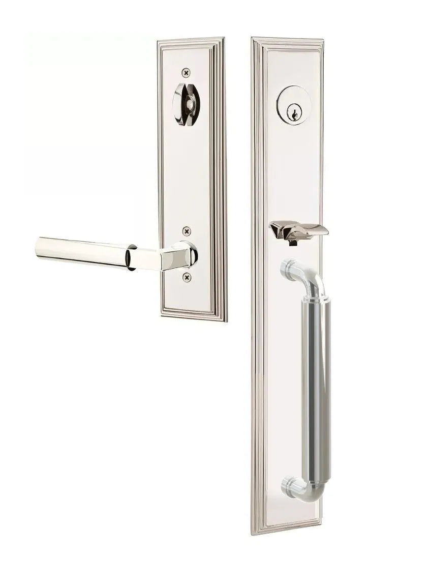 Emtek Manning Full Length Handleset with Hercules Lever in Lifetime Polished Nickel finish