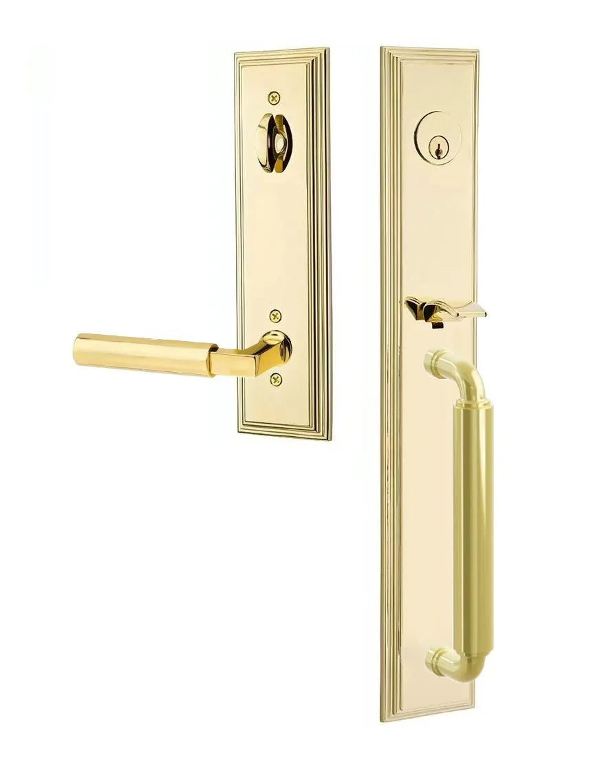 Emtek Manning Full Length Handleset with Hercules Lever in Polished Brass finish