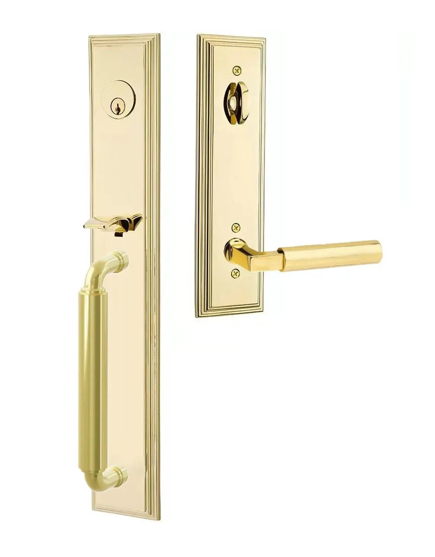 Emtek Manning Full Length Handleset with Hercules Lever in Polished Brass finish