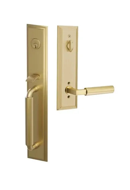 Emtek Manning Full Length Handleset with Hercules Lever in Satin Brass finish