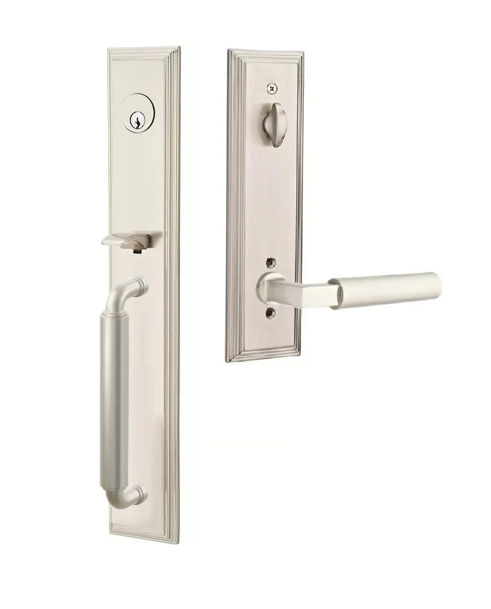 Emtek Manning Full Length Handleset with Hercules Lever in Satin Nickel finish