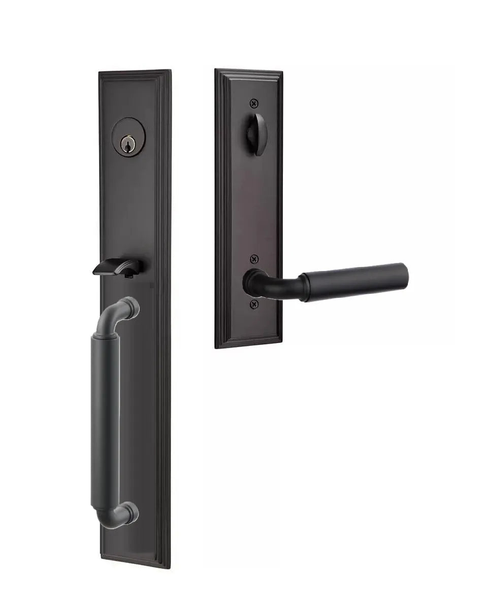 Emtek Manning Full Length Handleset with Manning Lever in Flat Black finish