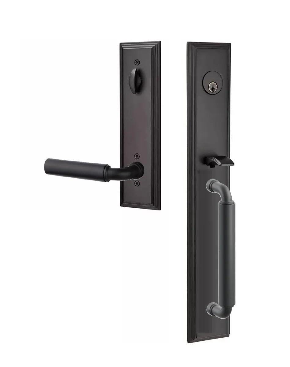 Emtek Manning Full Length Handleset with Manning Lever in Flat Black finish