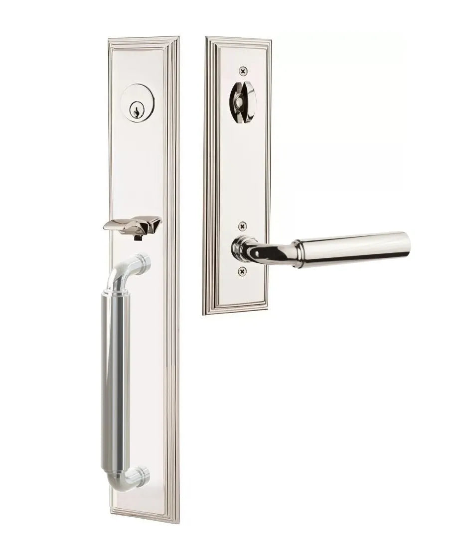 Emtek Manning Full Length Handleset with Manning Lever in Lifetime Polished Nickel finish