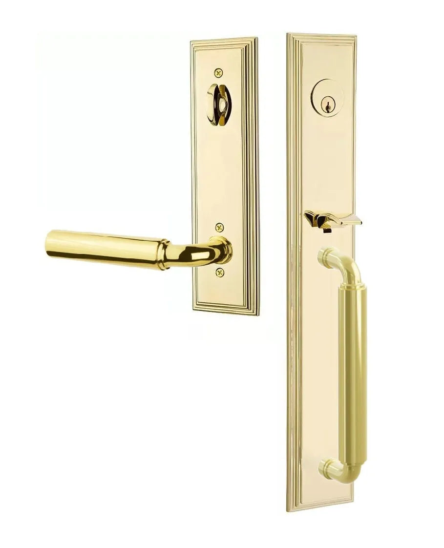 Emtek Manning Full Length Handleset with Manning Lever in Polished Brass finish