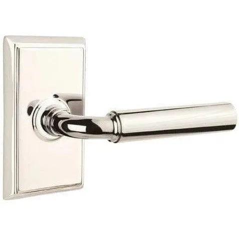 Emtek Manning Lever With Rectangular Rosette Lifetime Polished Nickel