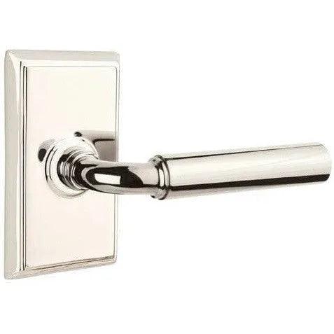 Emtek Manning Lever With Rectangular Rosette Lifetime Polished Nickel