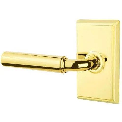 Emtek Manning Lever With Rectangular Rosette Unlacquered Brass