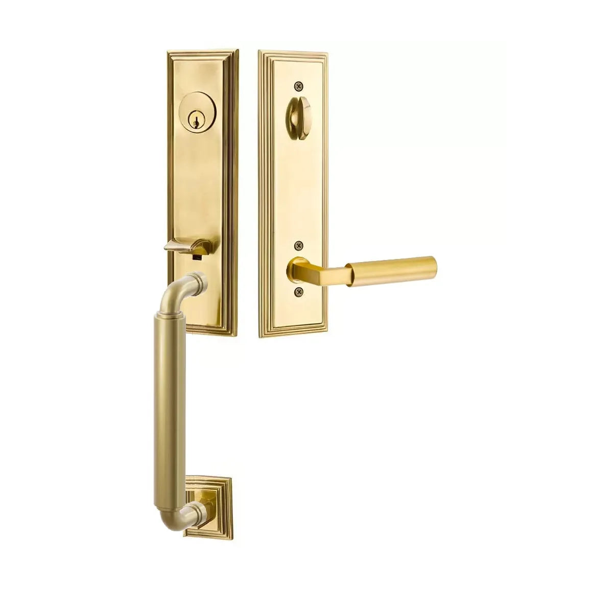 Emtek Manning Monolithic Handleset with Hercules Lever in French Antique finish