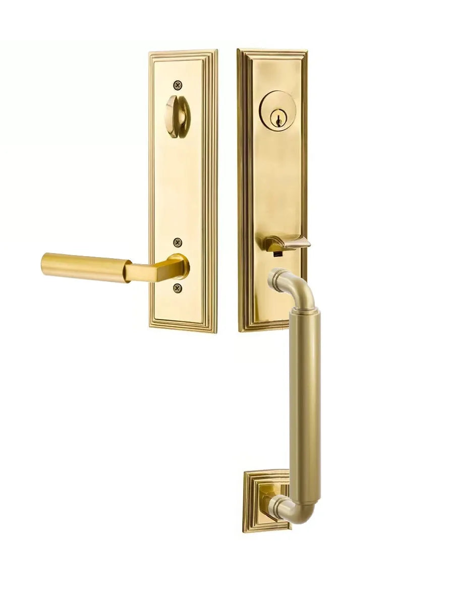 Emtek Manning Monolithic Handleset with Hercules Lever in French Antique finish
