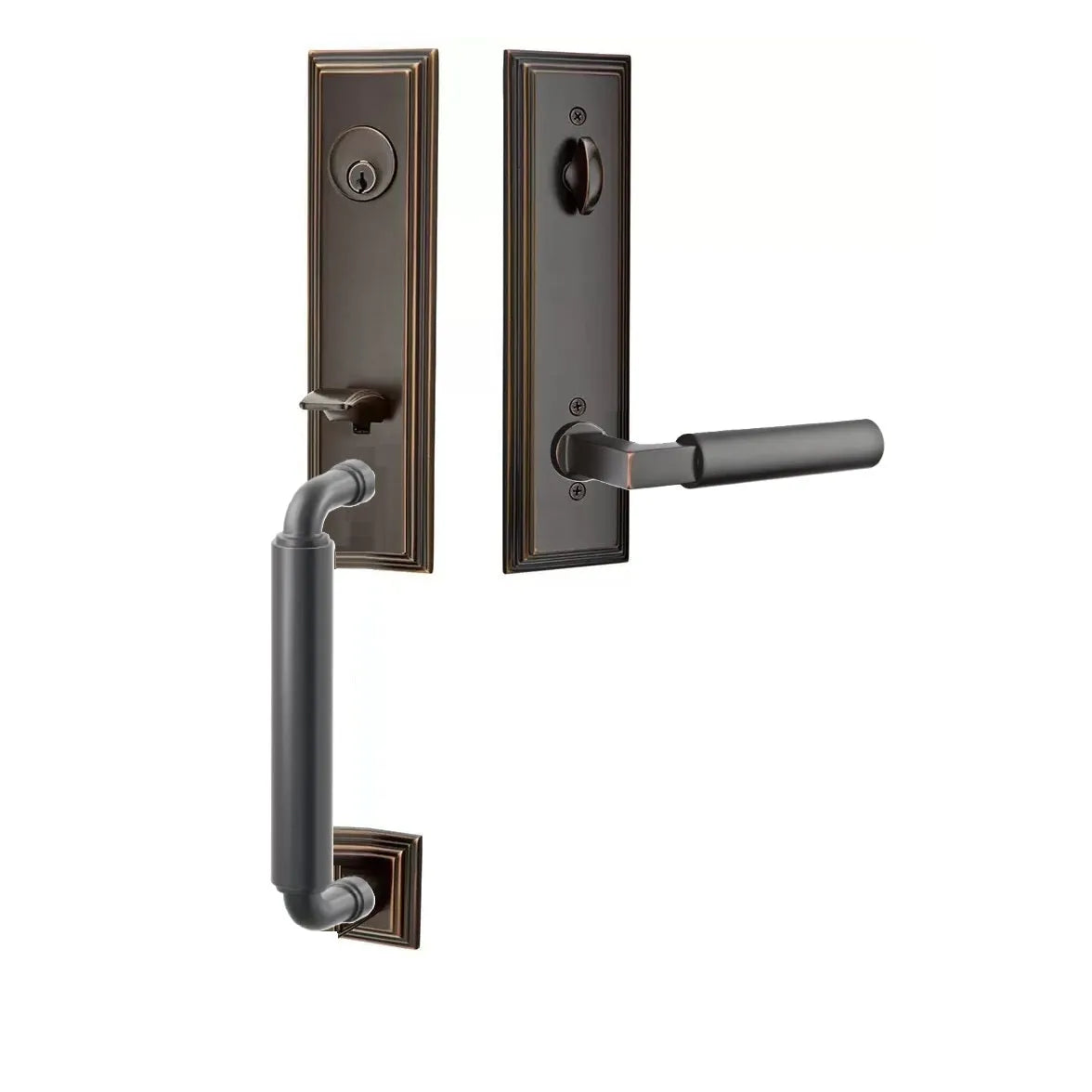 Emtek Manning Monolithic Handleset with Hercules Lever in Oil Rubbed Bronze finish