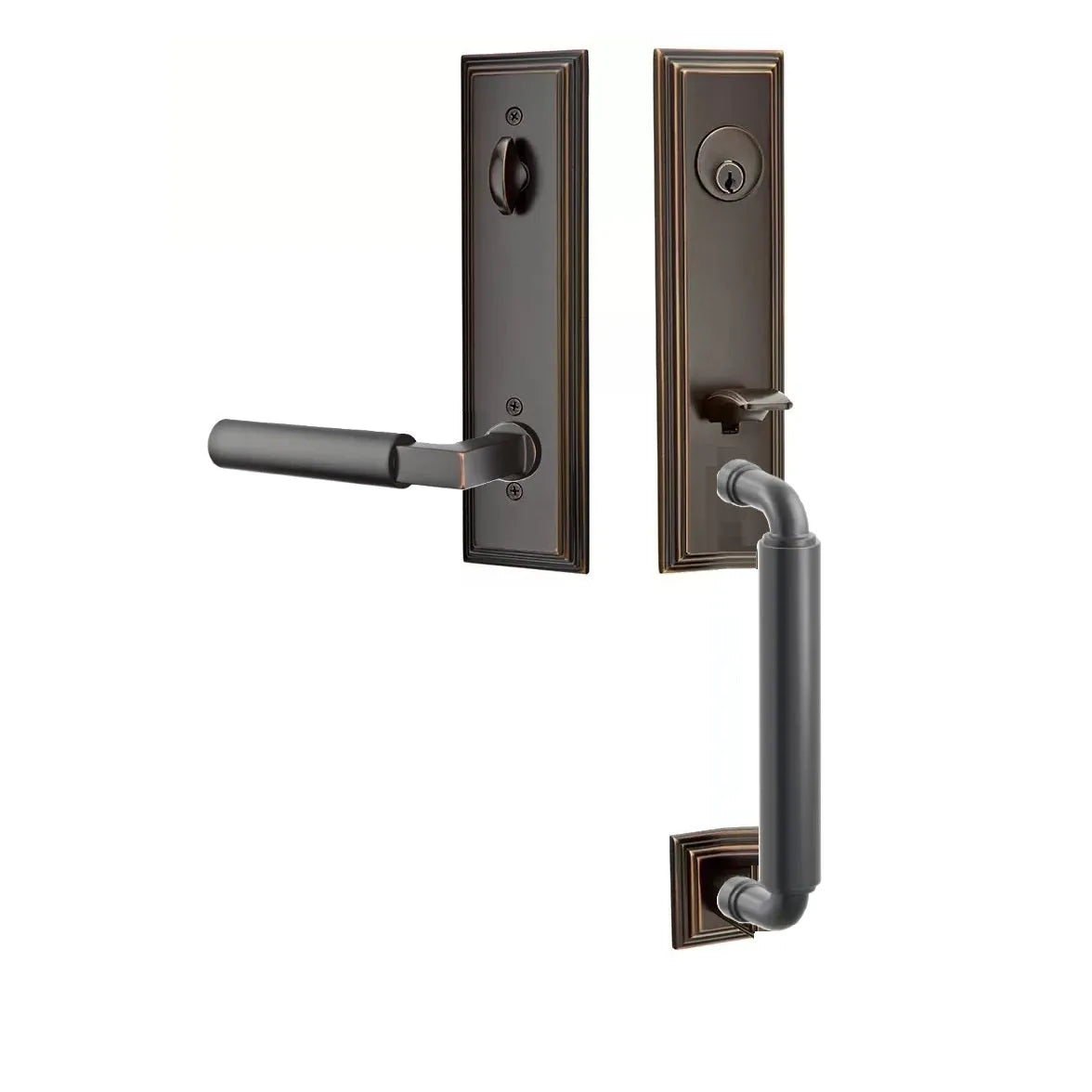 Emtek Manning Monolithic Handleset with Hercules Lever in Oil Rubbed Bronze finish