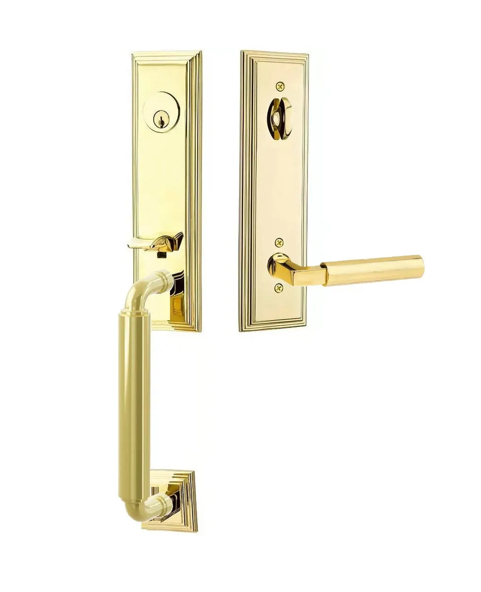 Emtek Manning Monolithic Handleset with Hercules Lever in Polished Brass finish