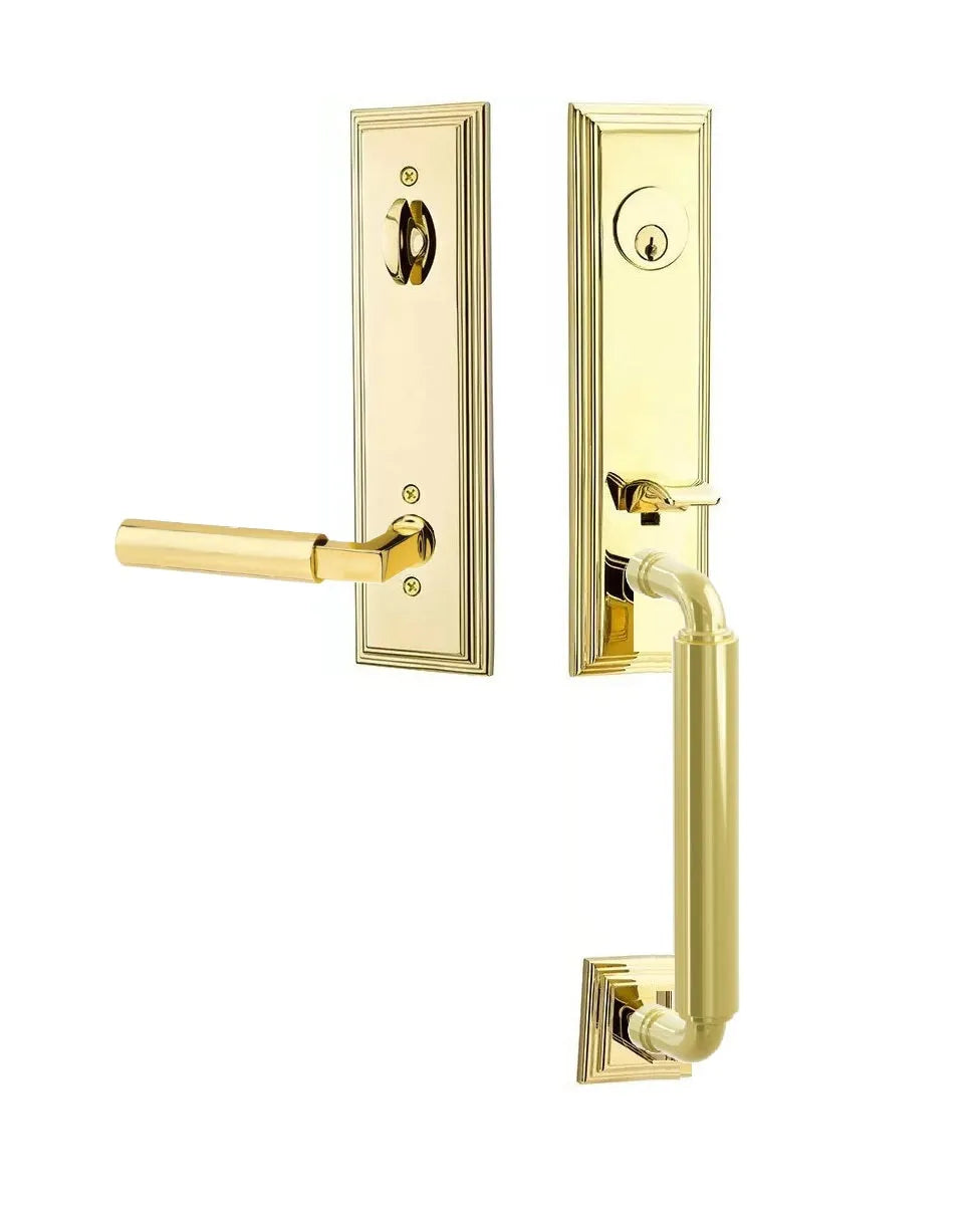 Emtek Manning Monolithic Handleset with Hercules Lever in Polished Brass finish