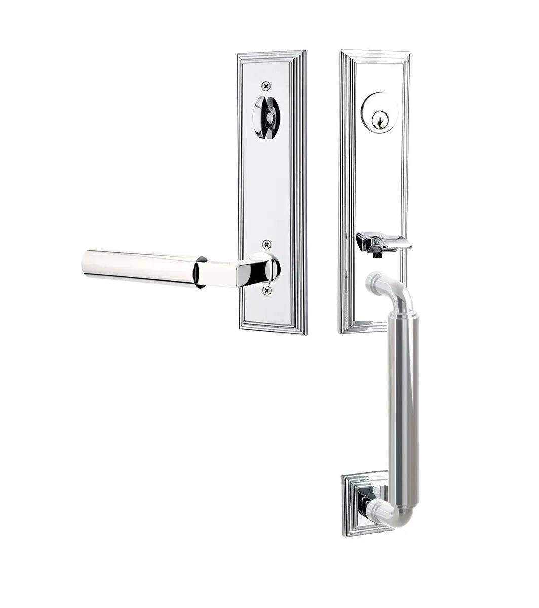 Emtek Manning Monolithic Handleset with Hercules Lever in Polished Chrome finish