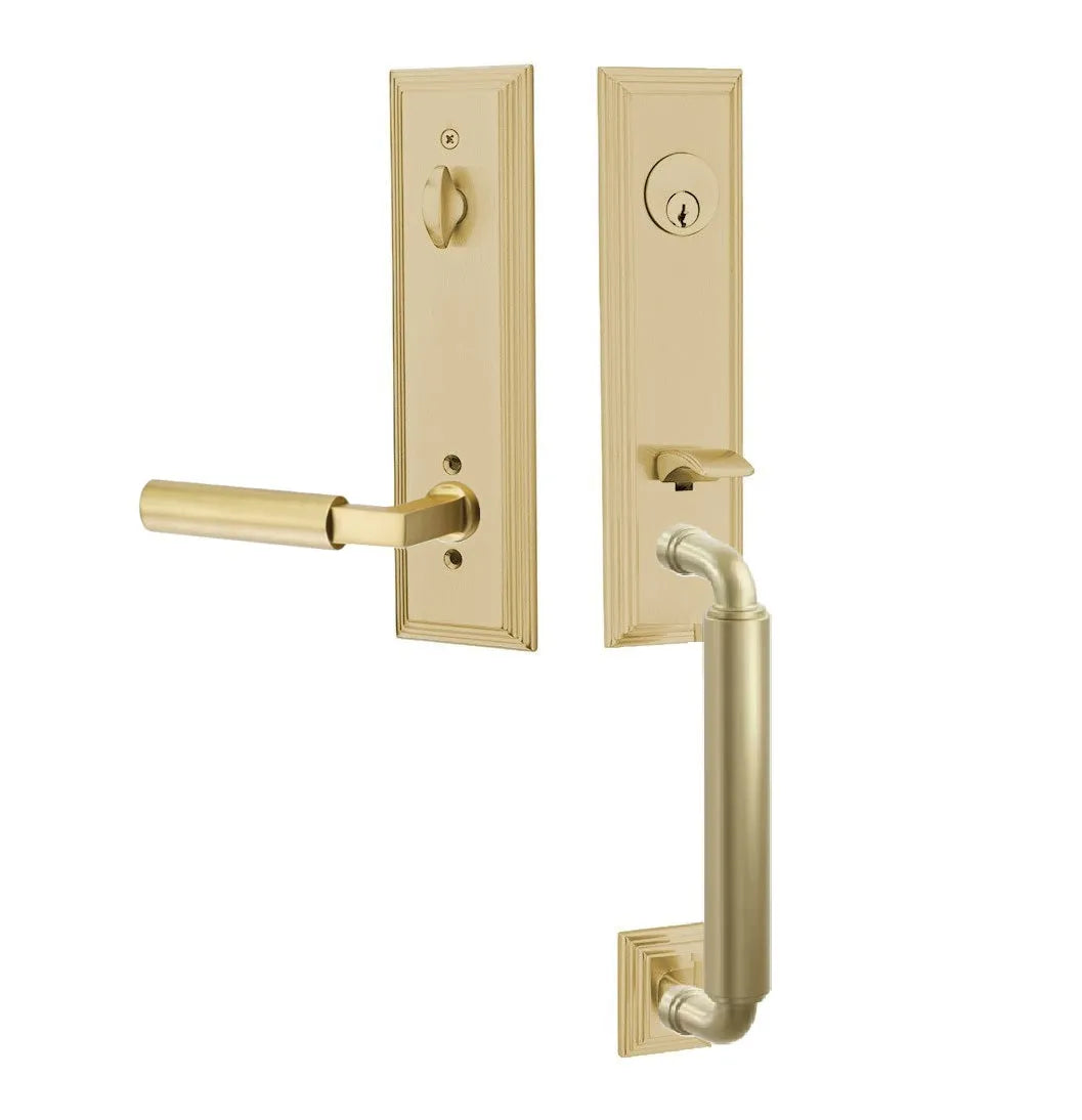 Emtek Manning Monolithic Handleset with Hercules Lever in Satin Brass finish