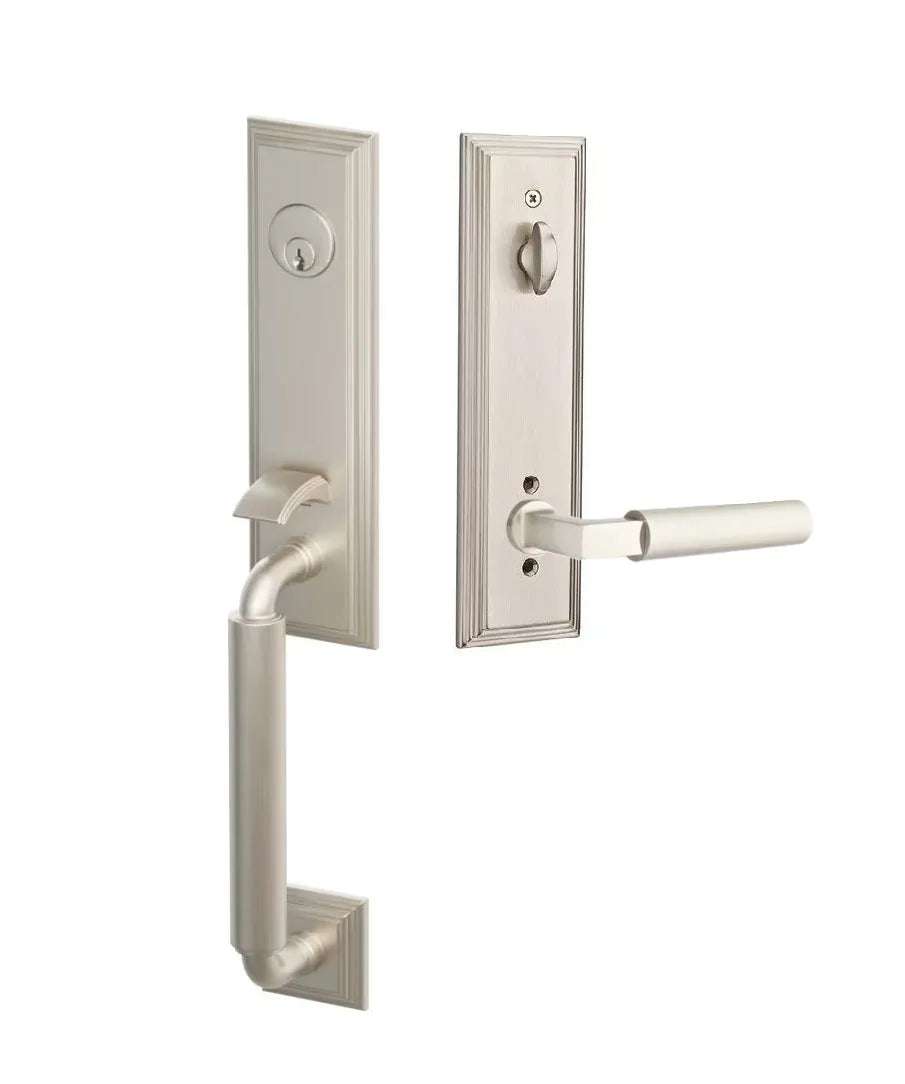 Emtek Manning Monolithic Handleset with Hercules Lever in Satin Nickel finish