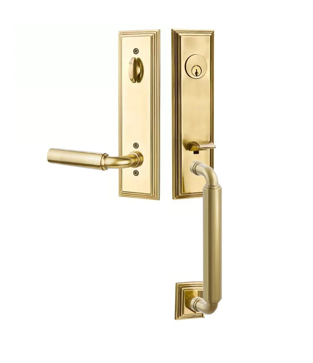 Emtek Manning Monolithic Handleset with Manning Lever in French Antique finish