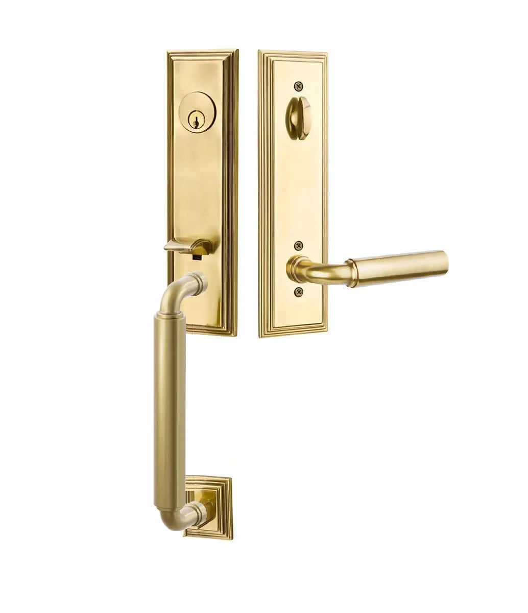 Emtek Manning Monolithic Handleset with Manning Lever in French Antique finish