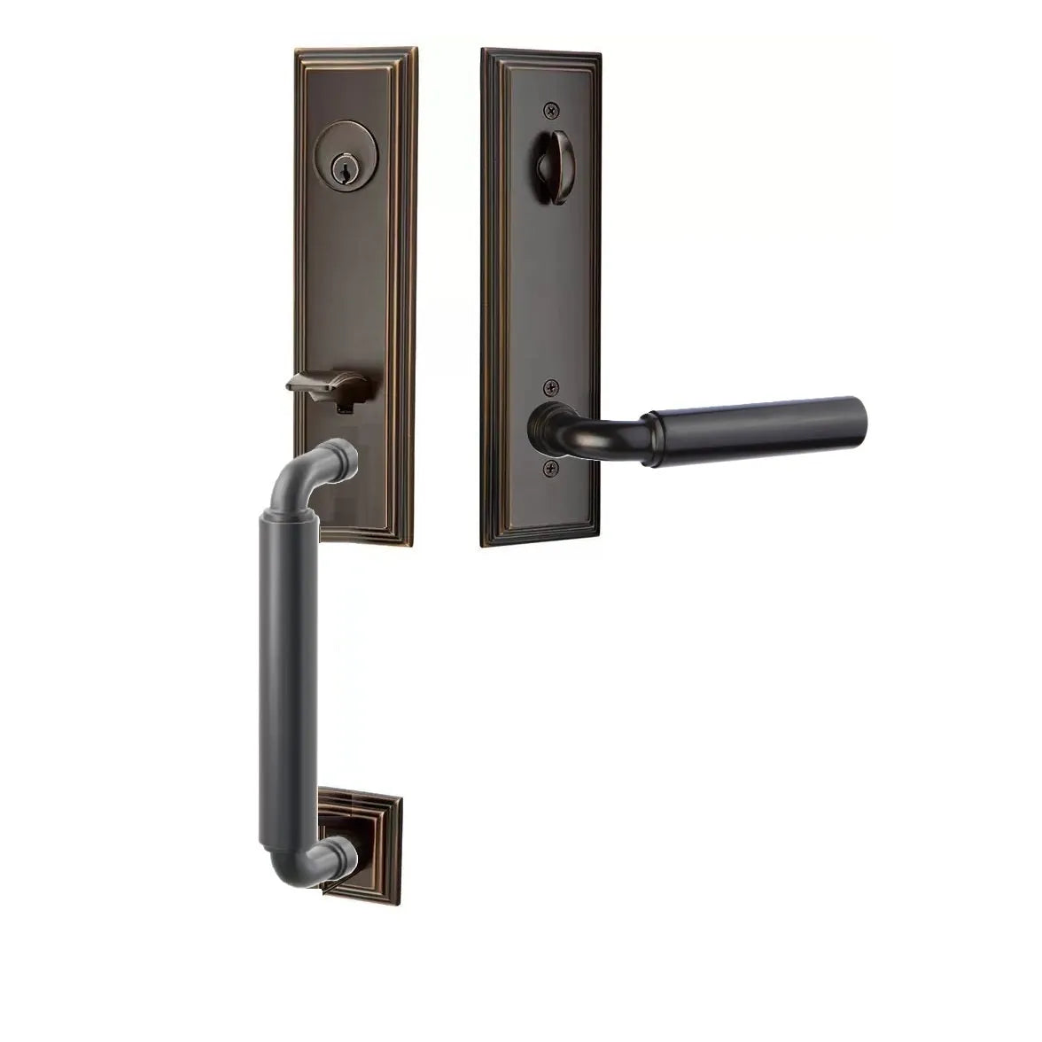 Emtek Manning Monolithic Handleset with Manning Lever in Oil Rubbed Bronze finish