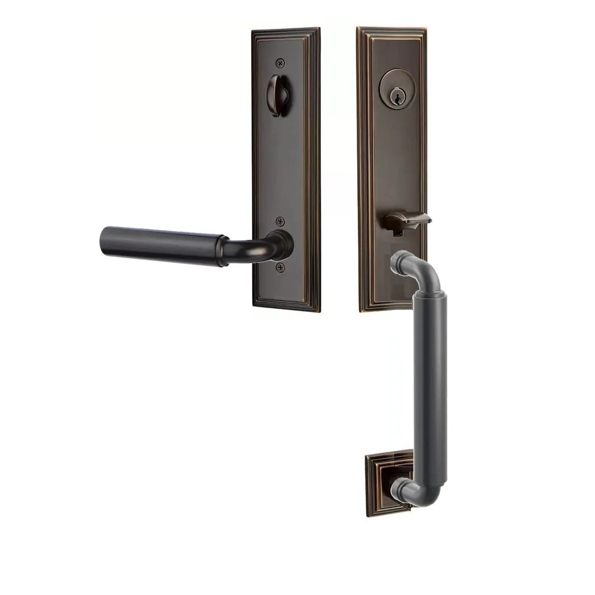 Emtek Manning Monolithic Handleset with Manning Lever in Oil Rubbed Bronze finish