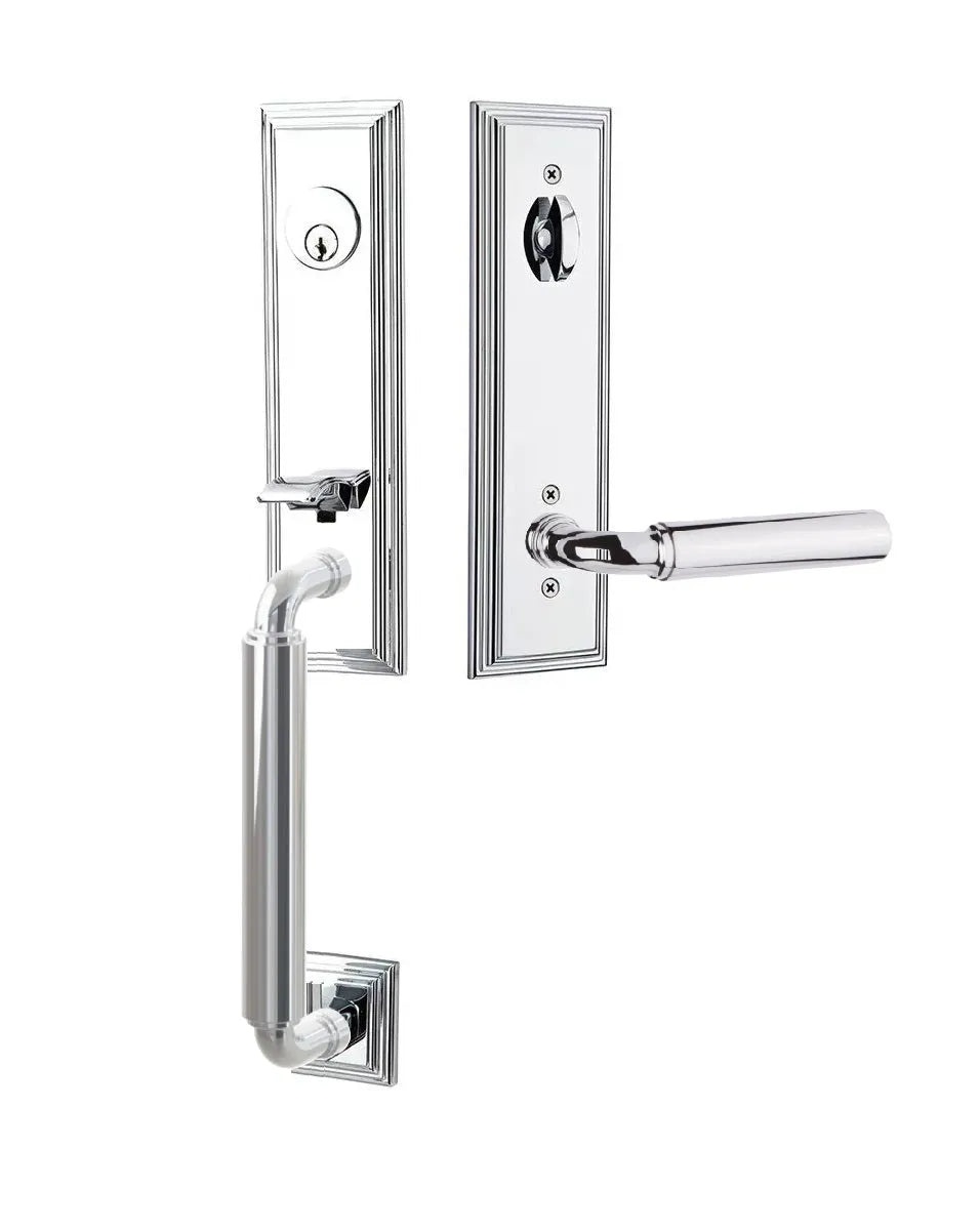 Emtek Manning Monolithic Handleset with Manning Lever in Polished Chrome finish