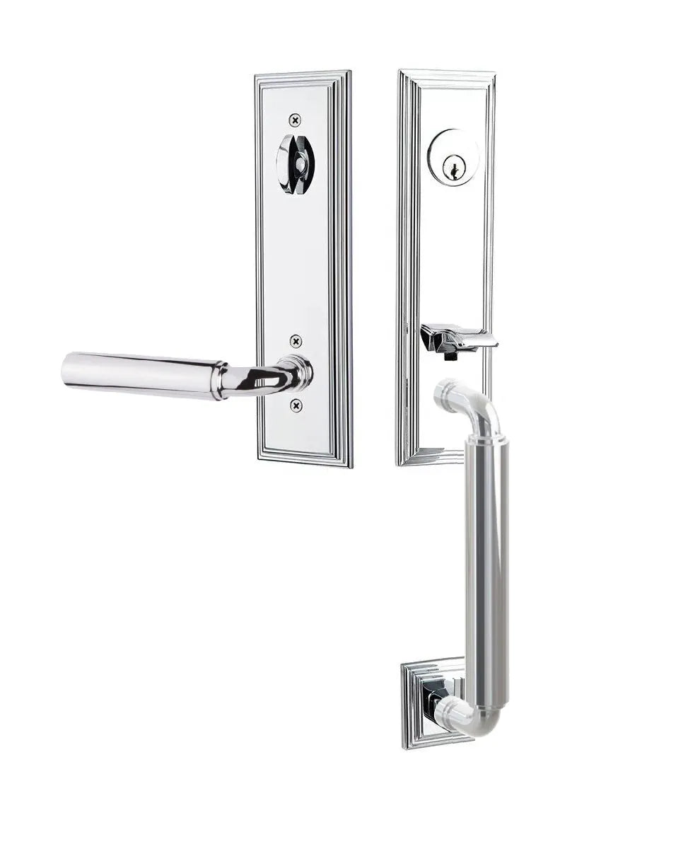 Emtek Manning Monolithic Handleset with Manning Lever in Polished Chrome finish