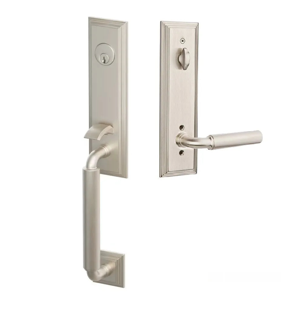 Emtek Manning Monolithic Handleset with Manning Lever in Satin Nickel finish