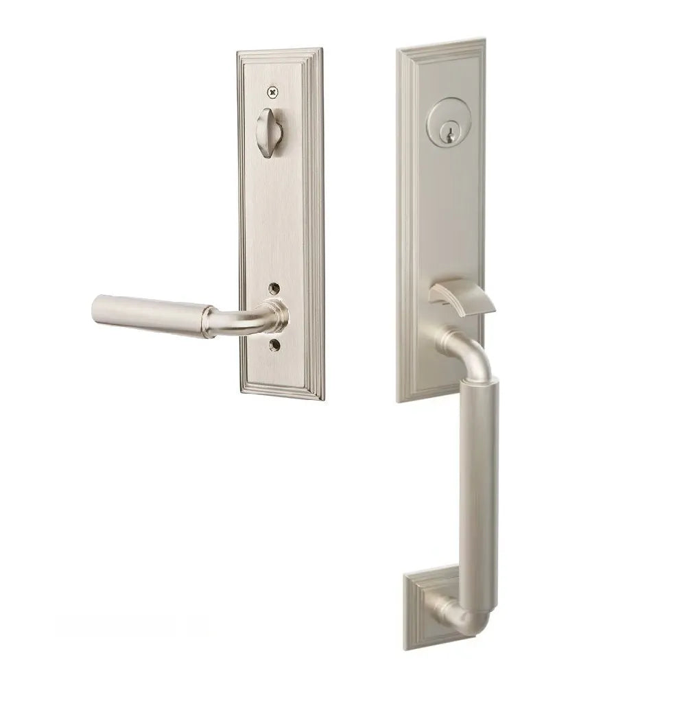 Emtek Manning Monolithic Handleset with Manning Lever in Satin Nickel finish