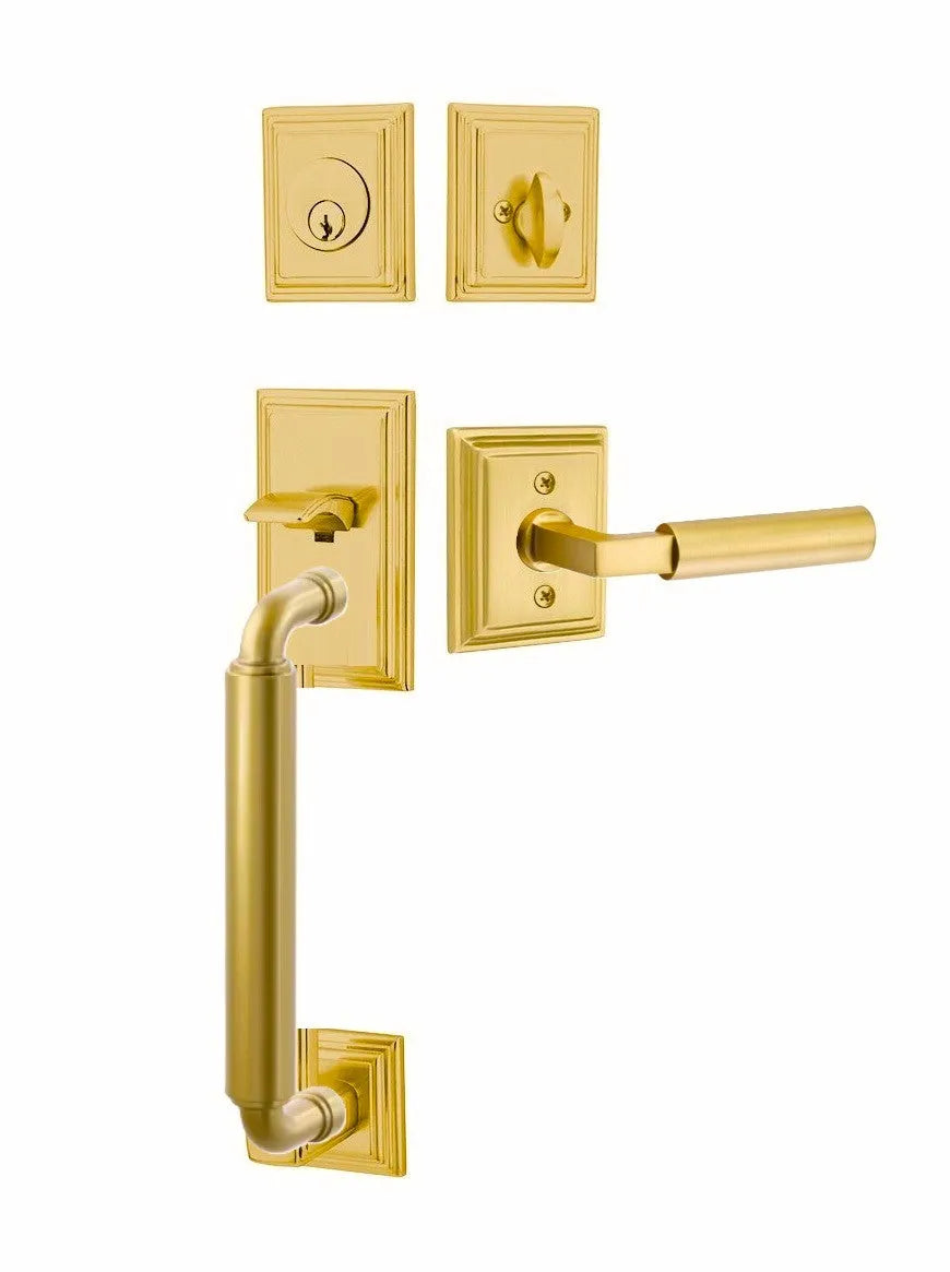 Emtek Manning Sectional Tubular Handleset with Hercules Lever in French Antique finish