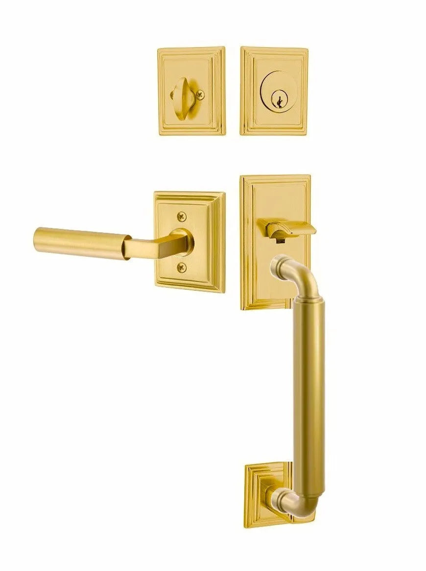 Emtek Manning Sectional Tubular Handleset with Hercules Lever in French Antique finish