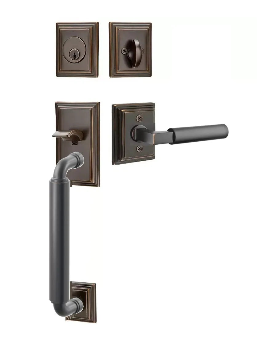 Emtek Manning Sectional Tubular Handleset with Hercules Lever in Oil Rubbed Bronze finish