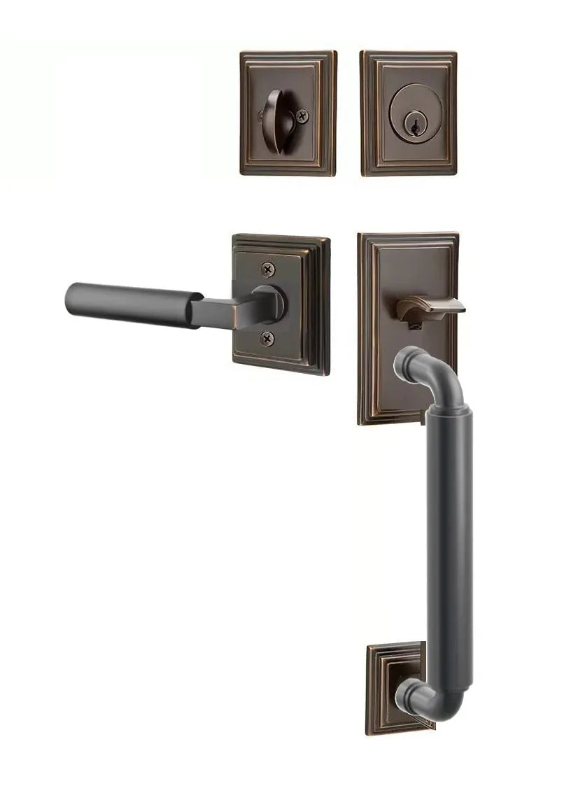 Emtek Manning Sectional Tubular Handleset with Hercules Lever in Oil Rubbed Bronze finish