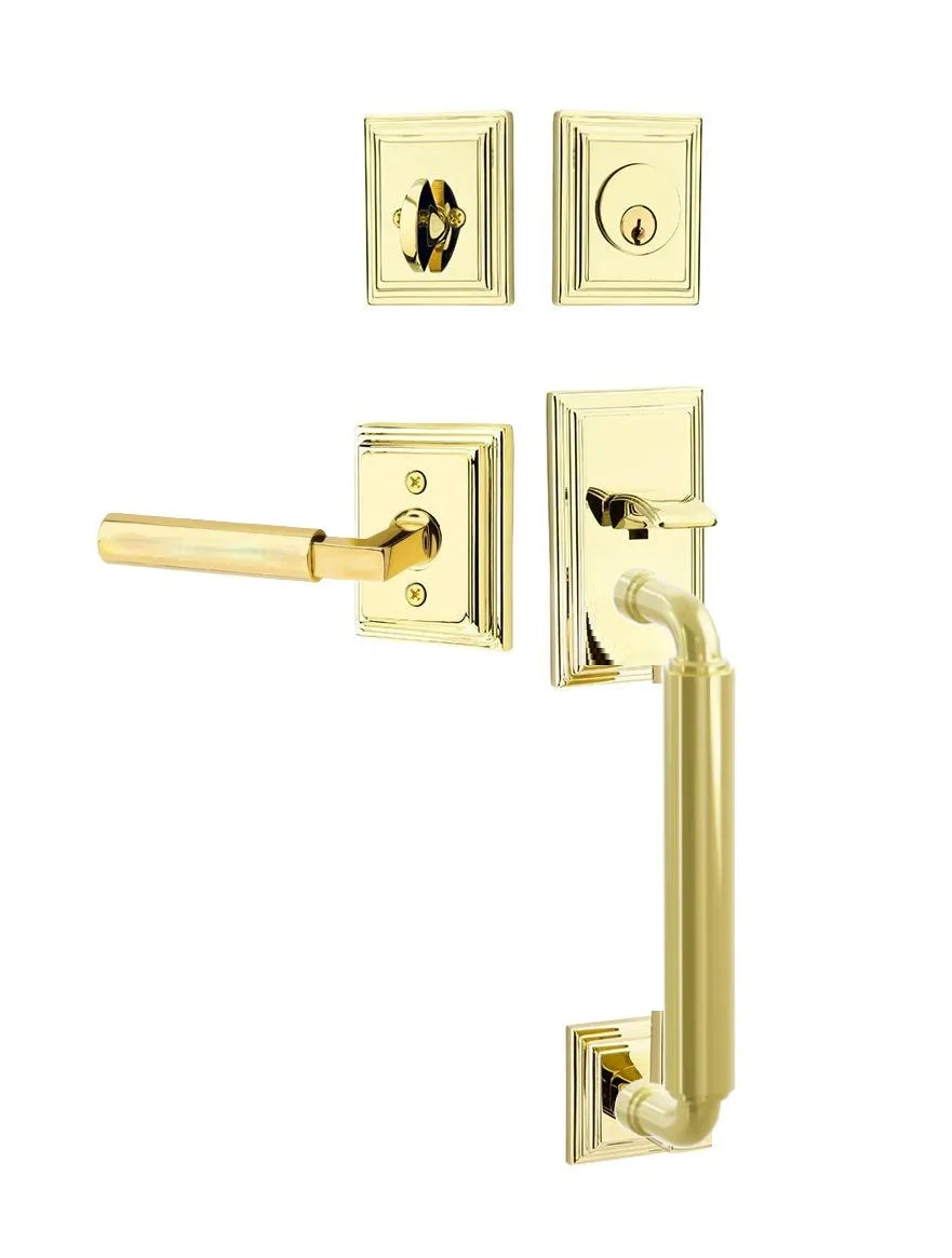 Emtek Manning Sectional Tubular Handleset with Hercules Lever in Polished Brass finish