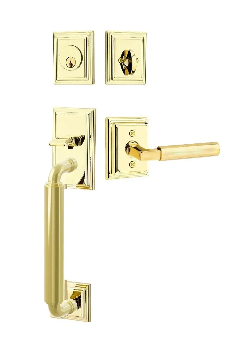 Emtek Manning Sectional Tubular Handleset with Hercules Lever in Polished Brass finish