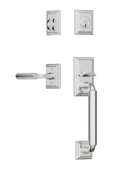 Emtek Manning Sectional Tubular Handleset with Hercules Lever in Polished Chrome finish