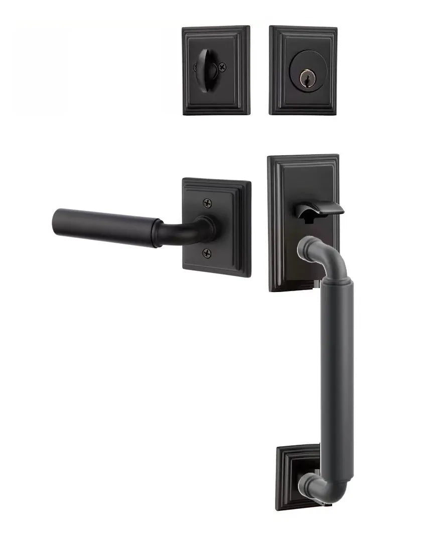 Emtek Manning Sectional Tubular Handleset with Manning Lever in Flat Black finish