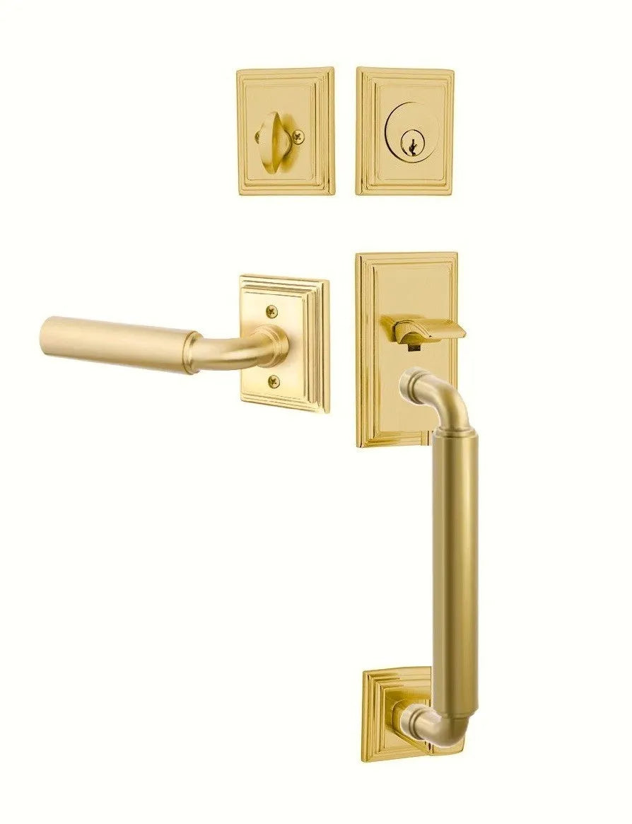 Emtek Manning Sectional Tubular Handleset with Manning Lever in French Antique finish