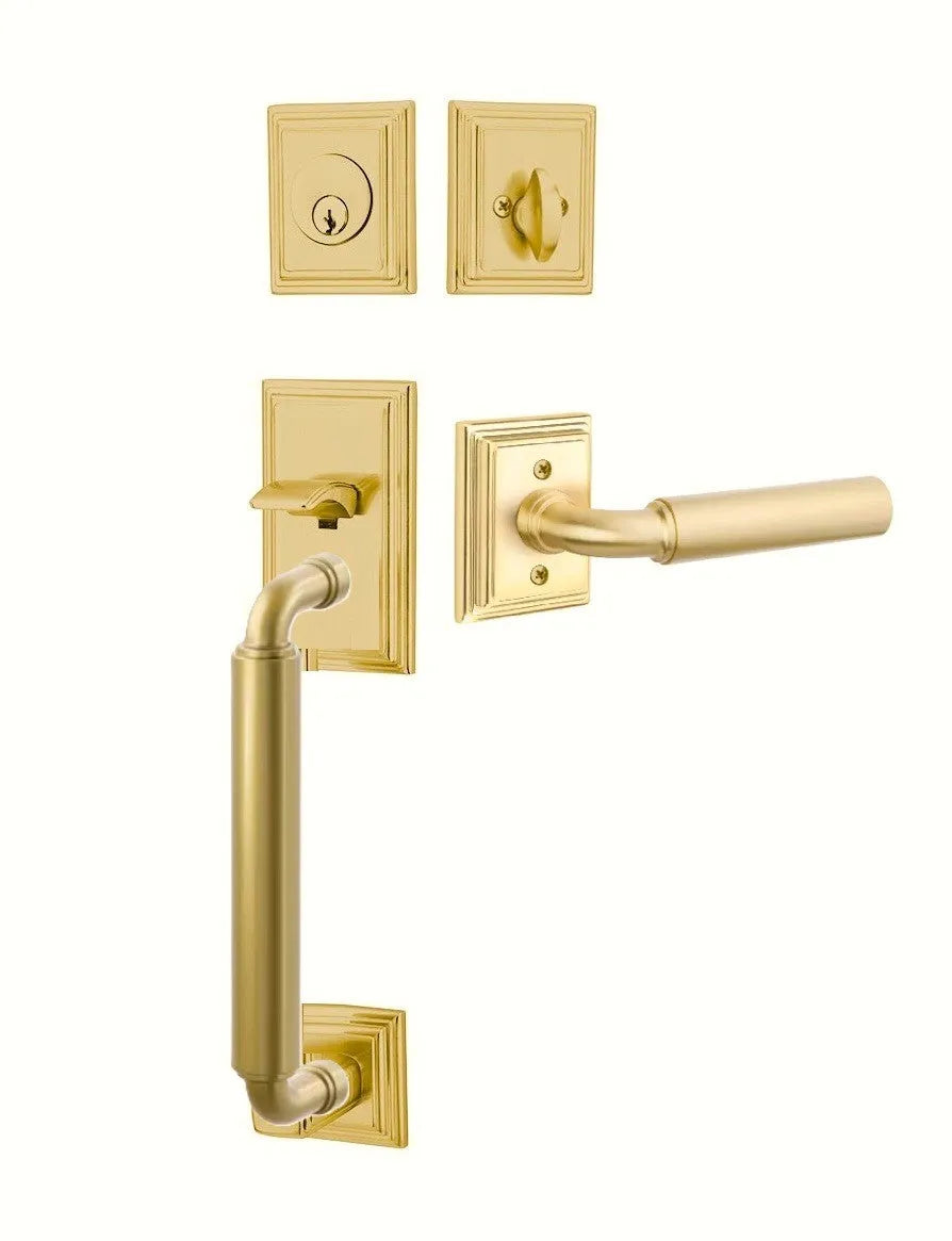 Emtek Manning Sectional Tubular Handleset with Manning Lever in French Antique finish