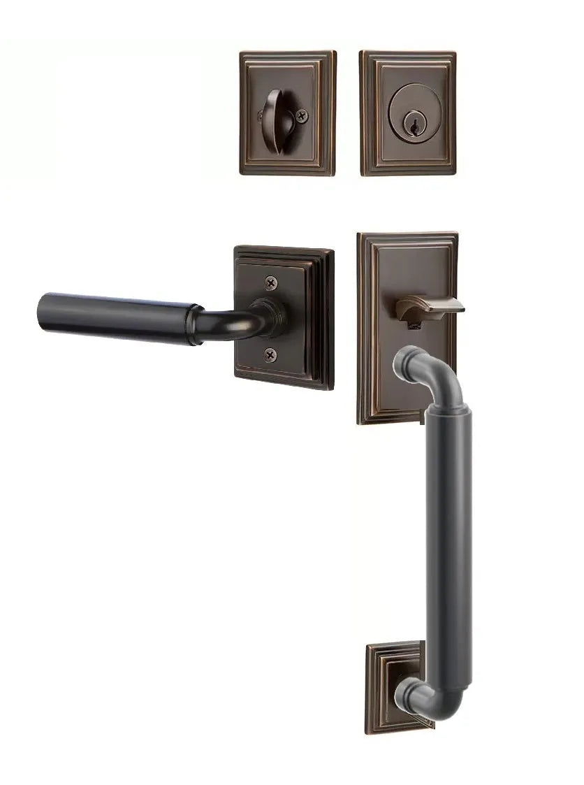 Emtek Manning Sectional Tubular Handleset with Manning Lever in Oil Rubbed Bronze finish