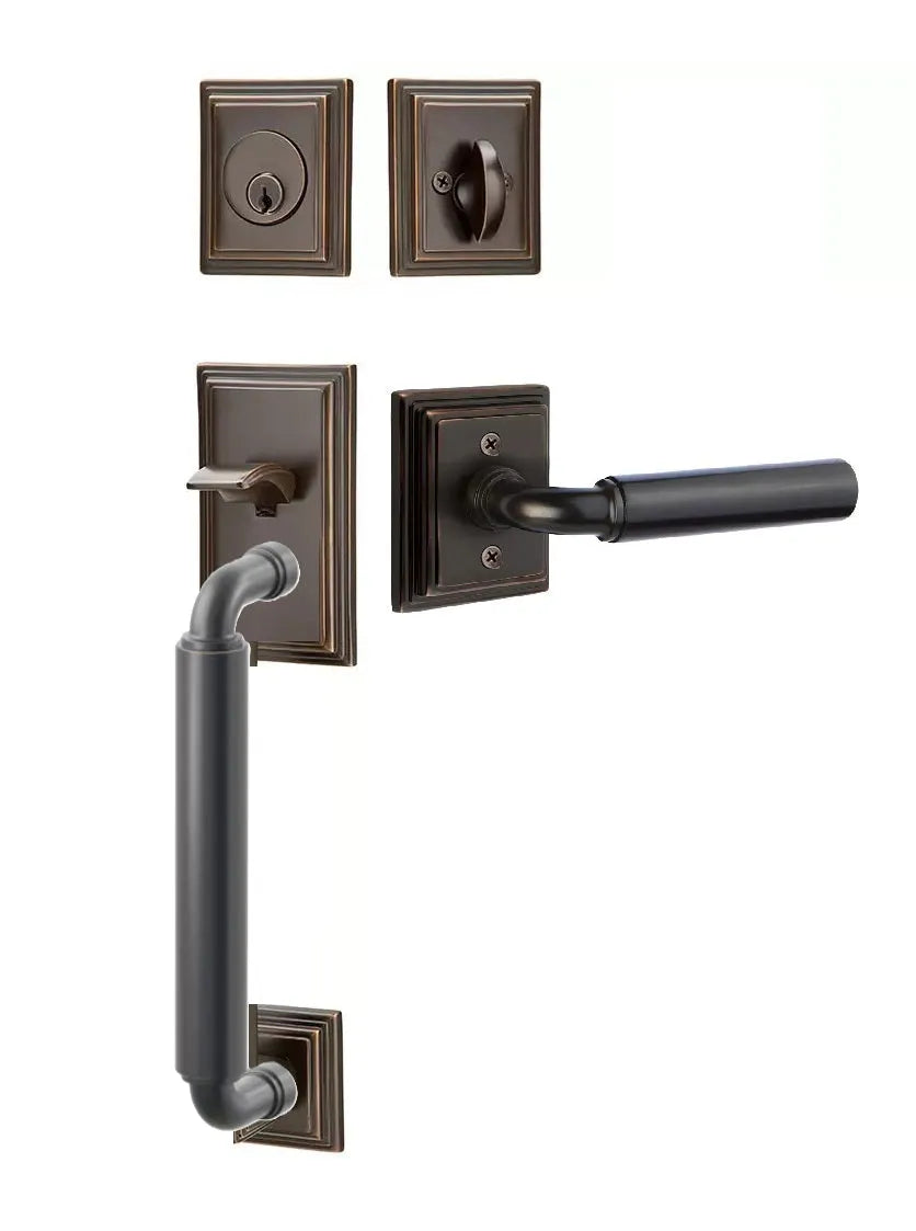 Emtek Manning Sectional Tubular Handleset with Manning Lever in Oil Rubbed Bronze finish