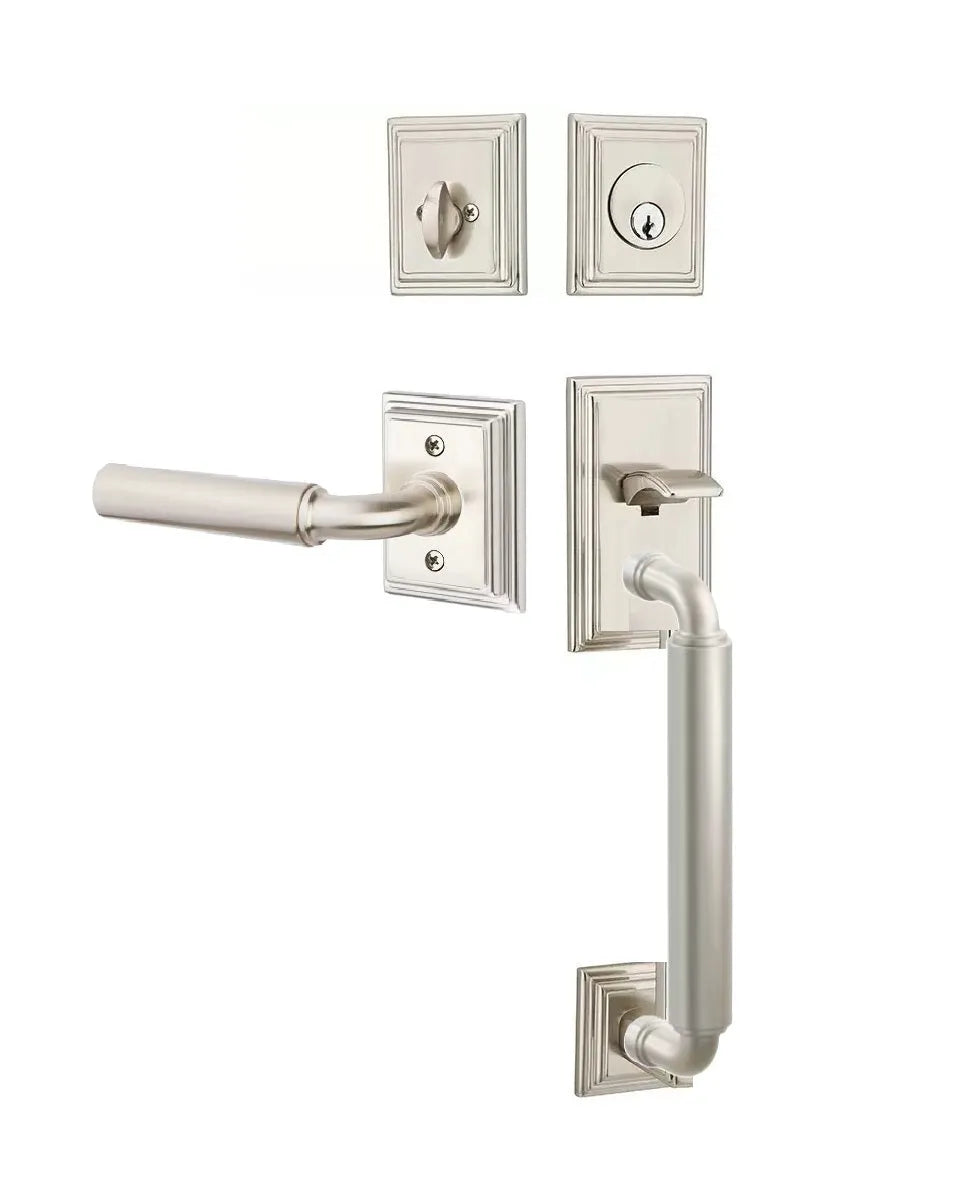 Emtek Manning Sectional Tubular Handleset with Manning Lever in Satin Nickel finish