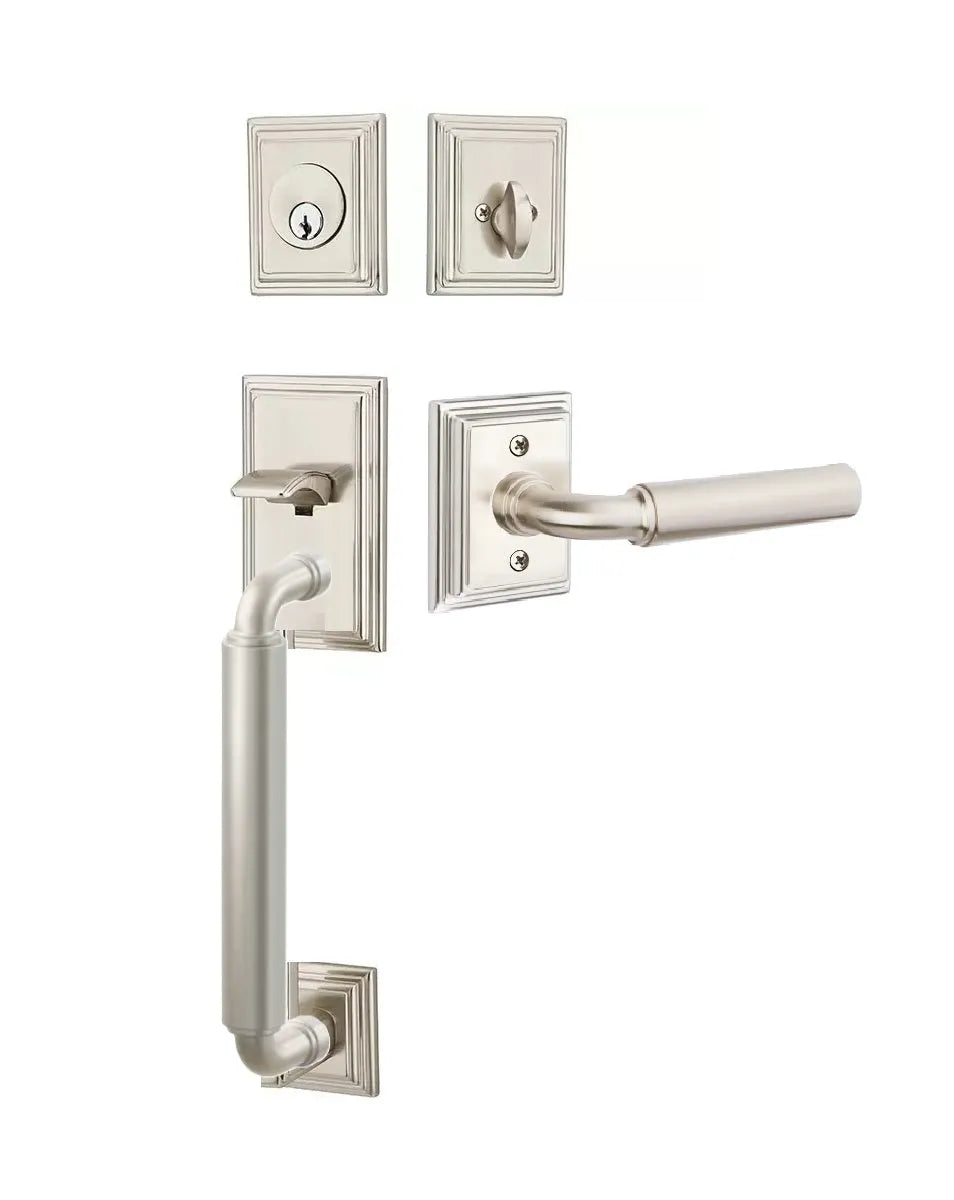 Emtek Manning Sectional Tubular Handleset with Manning Lever in Satin Nickel finish