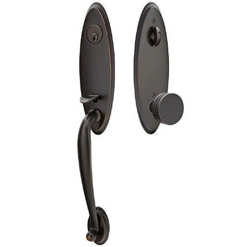 Emtek Marietta Tubular Entrance Handleset With Bern Knob Oil Rubbed Bronze