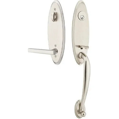 EmtekEmtek Marietta Tubular Entrance Handleset With Freestone Lever in 
