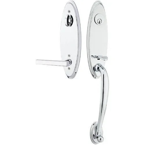 EmtekEmtek Marietta Tubular Entrance Handleset With Freestone Lever in 
